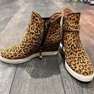 LINEA PAOLO Leopard Freshton Platform Wedge Bootie Sneaker